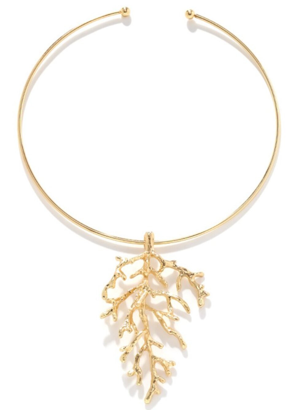 Anthropologie Coral Pendant Necklace Gold Open Collar Coastal Resort Statement J - Picture 2 of 2